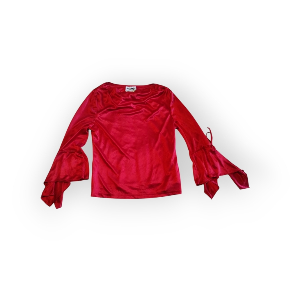 Red Bell Sleeve Top